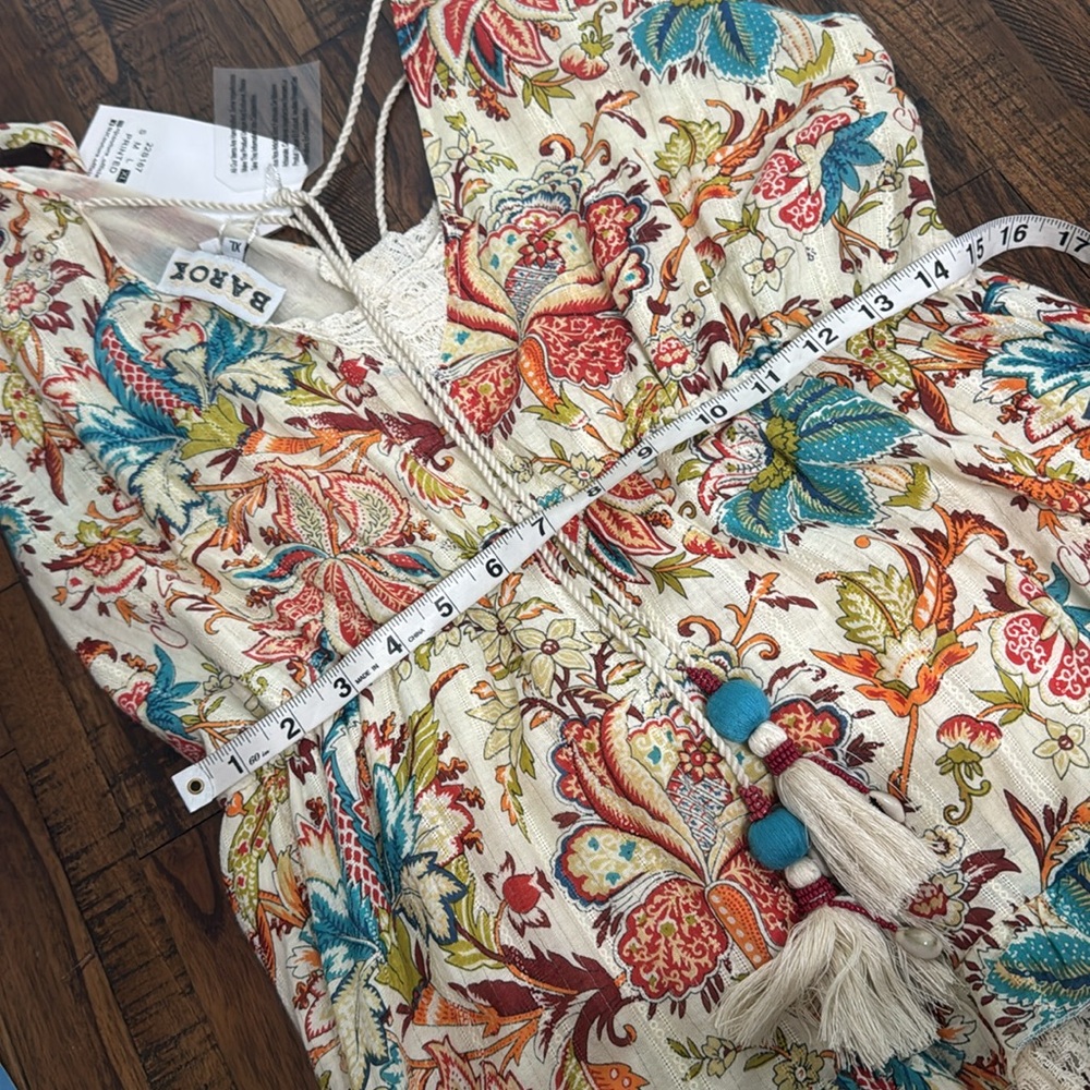 Barok Floral Maxi Dress boho Multicolor tiers Design Lace NWT elastic waist XL - Picture 7 of 14